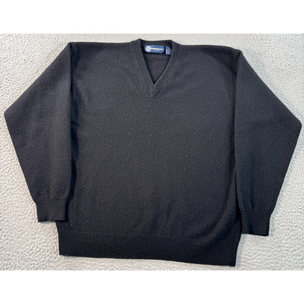 Smith & Wesson‎ Sweater Mens XL Black Knit 100% Lambswool V-Neck Preppy